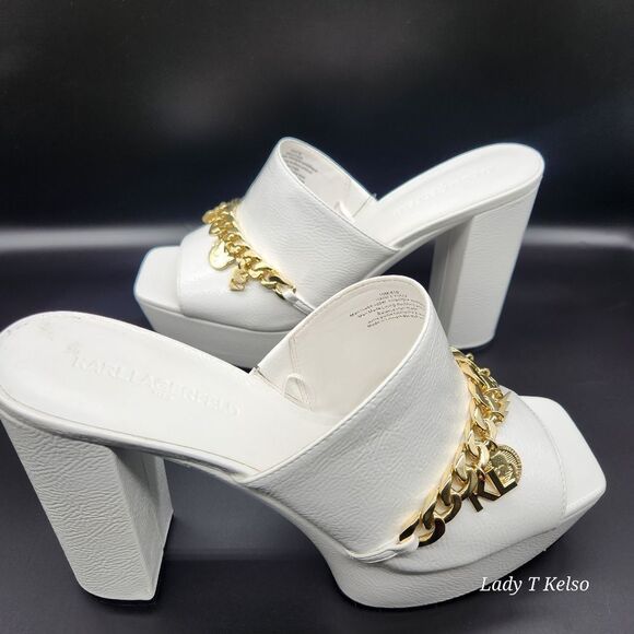 Karl Lagerfeld Haisley Patent Leather Slip-On Gold Charms. NWOT (Floor Sample) - Picture 9 of 12